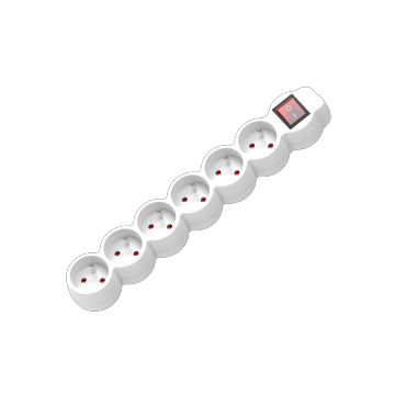 France 6-way power strip with light switch